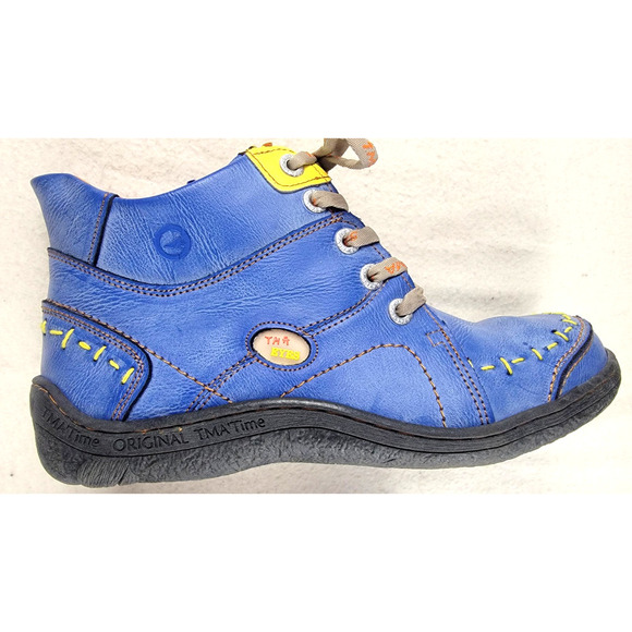 TMA EYES Stitching Shoes Leather Lace-up Handwork Casual Boots Womans Size 10.5 - Picture 5 of 13